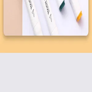 Dual head alcohol marker pen with white square barrel and colored cap for drawing sketching.