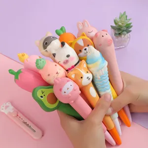 Mignon Cartoon Rebond Lent Décompression Stylo Gel Souple Compression Soulagement du Stress Stylo d'Écriture Neutre Étudiant Papeterie Cadeau