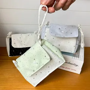 Star pattern multi-layer storage cosmetic bag, portable handbag and cute camera pouch.