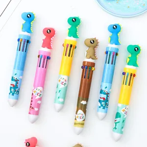 Joli stylo bille multicolore dinosaure, stylo rétractable 0.5mm mignon pour bureau école.