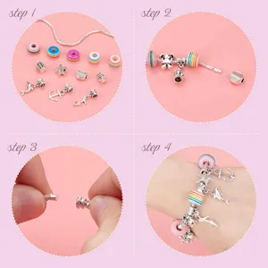 DIY Bettelarmband Set mit bunten Perlen und Metallanhängern für Jugendliche Mädchen