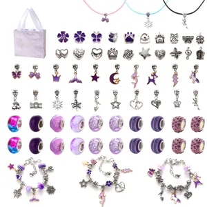 DIY Lila Charm Armband Bastelset für Kinder Einhörnchen Meerjungfrau Schmuck Geschenk