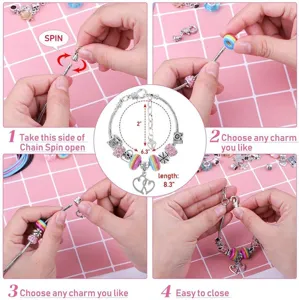 Kit per la creazione di braccialetti con ciondoli fai da te per ragazze con perline.