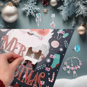 Christmas charm bracelet advent calendar set DIY alloy crystal bead jewelry gift for kids
