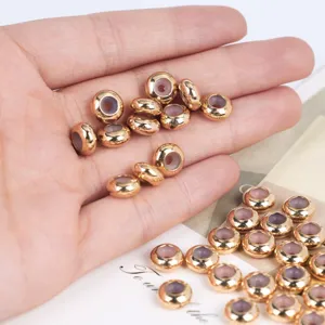 Gold tone metal silicone stopper beads 6 7mm spacer beads for DIY jewelry making bracelets.