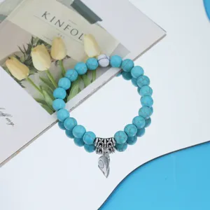 Modisches Paar magnetisches Herz Türkis Perlen Armband passender Liebhaber Schmuck Geschenk