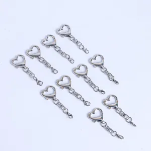 Simple Love Heart Keychain DIY Handmade Jewelry Bag Hanging Chain Accessories Zinc Alloy Lobster Clasp Fashion Style