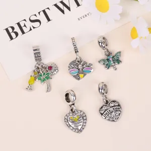 Ciondoli in lega con strass perline per braccialetto DIY accessori gioielli da donna