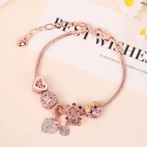 Mode DIY Kralen Bedel Armband Reuzenrad Hart Strass Emaille Armband Legering Sieraden Cadeau Voor Vrouwen