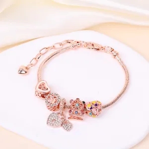 Roségoud DIY bedelarmband met hart en reuzenrad hangers voor dames vakantie sieraden