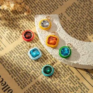 Detailed close-up of colorful drop-oil zircon metal charms, ideal for DIY jewelry making accessories.