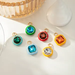 Colorful crystal zircon drop oil pendant charms for DIY jewelry making, keychain and bag decor.