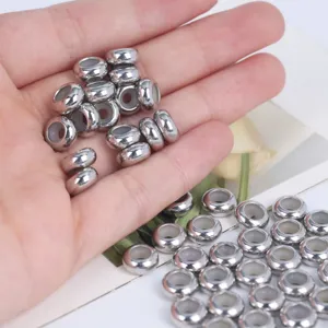 6/7mm silver silicone stopper beads, metal spacer washers for DIY bracelet jewelry making.