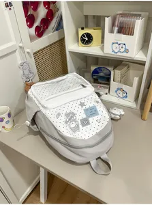 Joli sac à dos à pois pour filles, cartable léger de grande capacité pour étudiante quotidien