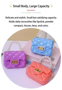 Süßigkeiten Farbe Jelly Umhängetasche mit Perlen Griff kleine gesteppte Handtasche Damen