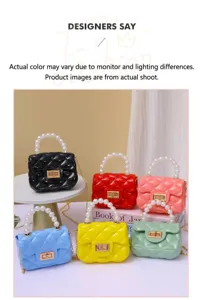 Bunte Geldbörse Jelly Umhängetasche mit Perlen Griff und gesteppt Design, trendige Mini Tasche.