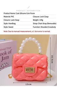 Borsa a tracolla in gelatina carina con manico di perle borsa caramella per donne