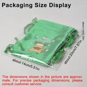 Natale Raso Coulisse Regalo Sacchetto Verde Renna Caramella Pouch Imballaggio Misura Display