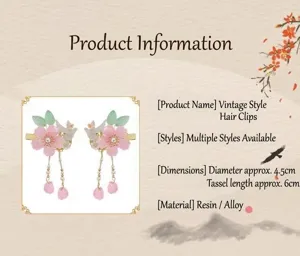 Niños estilo antiguo horquillas resina flor borla accesorios de pelo joyería china Hanfu