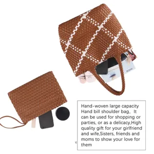Stylish hand-woven large capacity tote bag for women, perfect for daily shopping and casual use.
