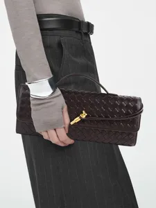 Υφαντή Βραδινή Τσάντα Vintage Baguette Τσάντα Δέρμα PU Τσάντα Χειρός Accordion Κομψή Τσάντα Ώμου για Γυναίκες