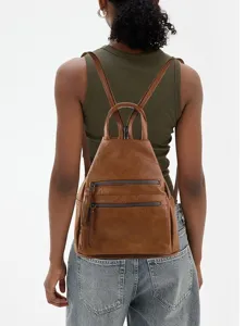 Femme Vintage Cuir Sac à Dos Loisirs Grande Capacité Voyage Fermeture Éclair Sac Scolaire Principal