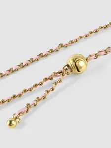 Catena dorata intrecciata in pelle rosa con sfera metallica regolabile accessorio borsa