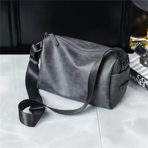 Classic cylindrical men's messenger bag, stylish casual crossbody shoulder bag for use.