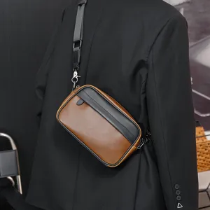 Borsa tracolla uomo orizzontale casual borsetta fotocamera elegante dettaglio pelle