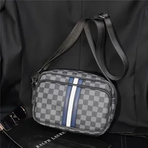 Herren Mode Street Umhängetasche Trendy PU Leder Horizontal Brief Kleine Quadratische Tasche Wasserdichte Schultertasche