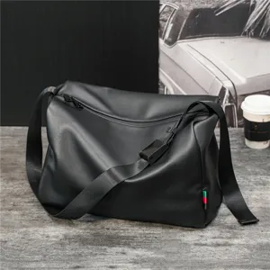 Herren Casual Großes Kapazität PU Leder Umhängetasche Mode Einfarbig Wasserdicht Schulter Messenger Bag Reise Handtasche