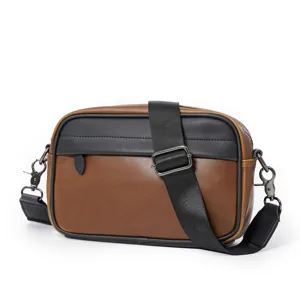 Borsa a tracolla casual da uomo in pelle PU retrò borsa per fotocamera business moda