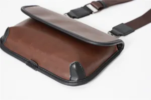 Korean style casual PU leather messenger bag for men and women, trendy small crossbody bag.