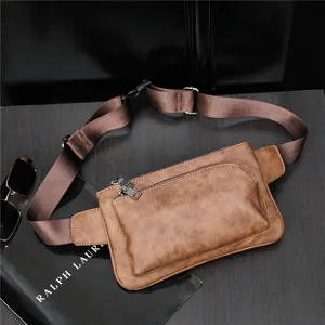 Frosted leather chest bag, stylish streetwear men's crossbody bag and practical fashion waist bag.