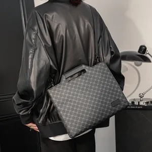 Men's business casual iPad messenger bag, stylish shoulder crossbody briefcase detail view
