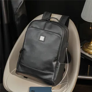 Zaino Affari Casual in Pelle PU da Uomo Impermeabile Grande Capacità Borsa per Computer Viaggio con Porta USB