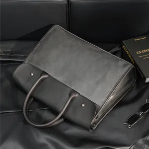 Mens Large Capacity Briefcase Retro Business Handbag Casual PU Leather Laptop Bag