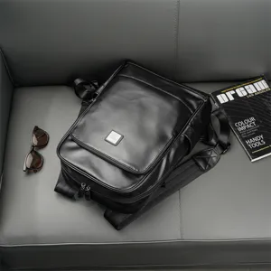 Zaino uomo in pelle nera elegante viaggio tempo libero computer borsa moda quotidiana