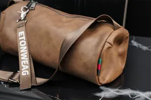 Borsa a tracolla cilindrica marrone, borsa retro in pelle PU con tracolla elegante.