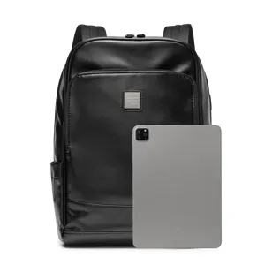 Zaino casual d'affari in pelle nera da uomo borsa per laptop da viaggio scuola elegante alla moda