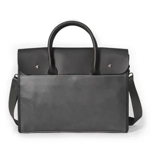 Large capacity men leather briefcase shoulder messenger bag vintage business computer bag style
