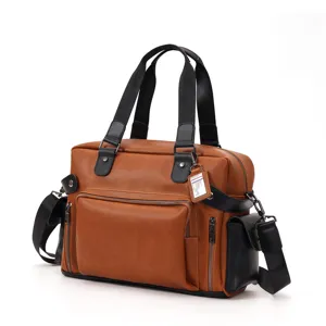 Borsa da lavoro uomo in pelle PU stile retro, tracolla casual multifunzione elegante.