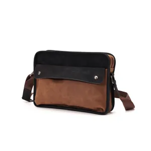 Men vintage casual messenger bag color block shoulder crossbody bag stylish daily use male