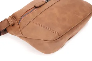 Sac de poitrine vintage marron pour homme sac bandouliere decontracte sacoche en cuir PU