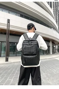 Zaino in pelle intrecciata a mano stile coreano, viaggio casual grande capacità borsa da scuola uomo