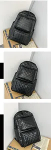 Zaino in pelle intrecciata fatto a mano da uomo moda, viaggio casual grande capacità borsa.
