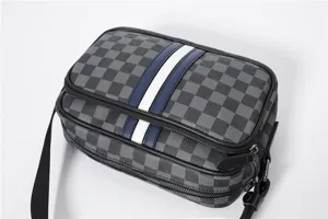 Herren Mode Freizeit Umhängetasche kariertes Muster Messenger Bag stylische Crossover Tasche