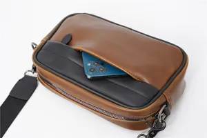Borsa a tracolla casual da uomo, elegante borsa fotografica orizzontale molto capiente.
