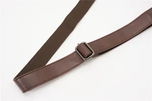 Brown PU leather shoulder strap replacement adjustable belt for cross body bag detail view.