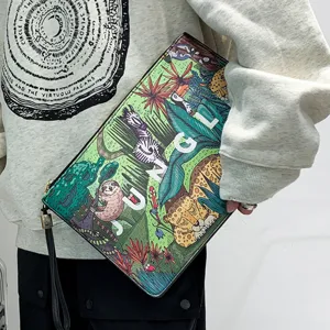 Korean style casual jungle print clutch bag large capacity street style envelope bag